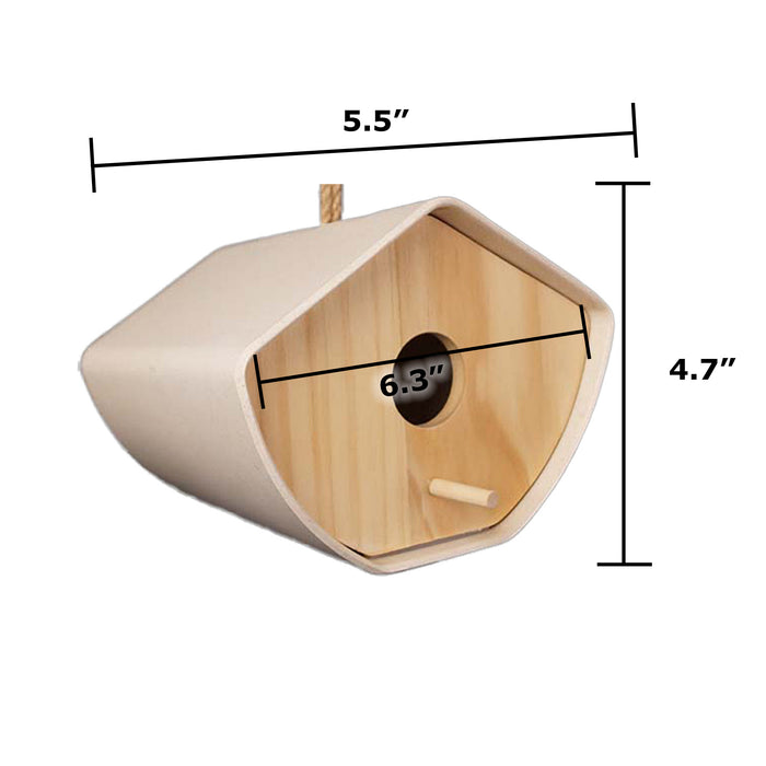 6.3" Natural Japandi Birdhouse - Bamboo