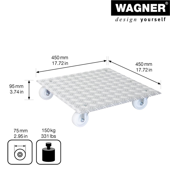 18.5" Silver Square Diamond Plated Aluminum Plant Caddy