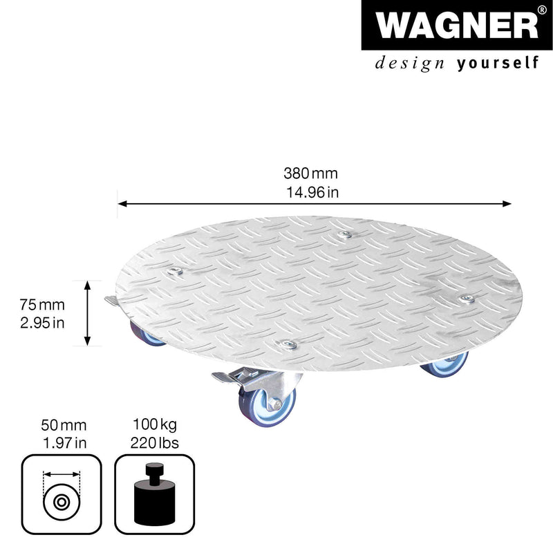 15" Silver Round Diamond Plated Aluminum Plant Caddy