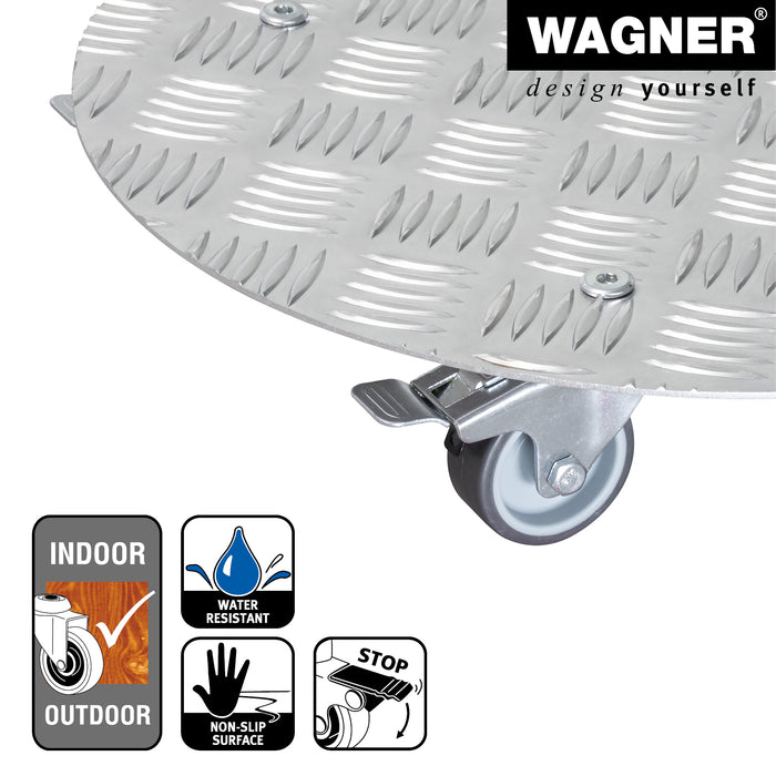 15" Silver Round Diamond Plated Aluminum Plant Caddy