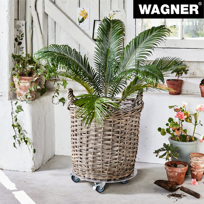 15" Silver Round Diamond Plated Aluminum Plant Caddy