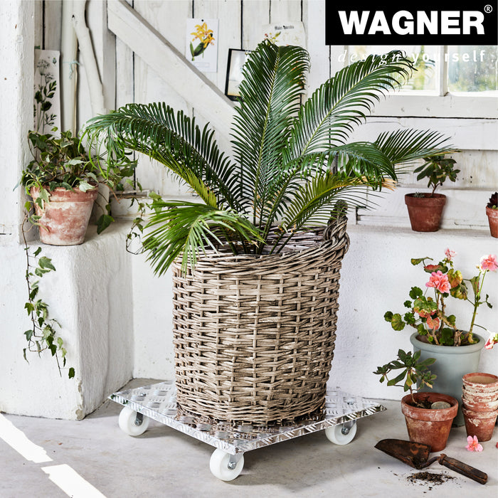 18.5" Silver Square Diamond Plated Aluminum Plant Caddy