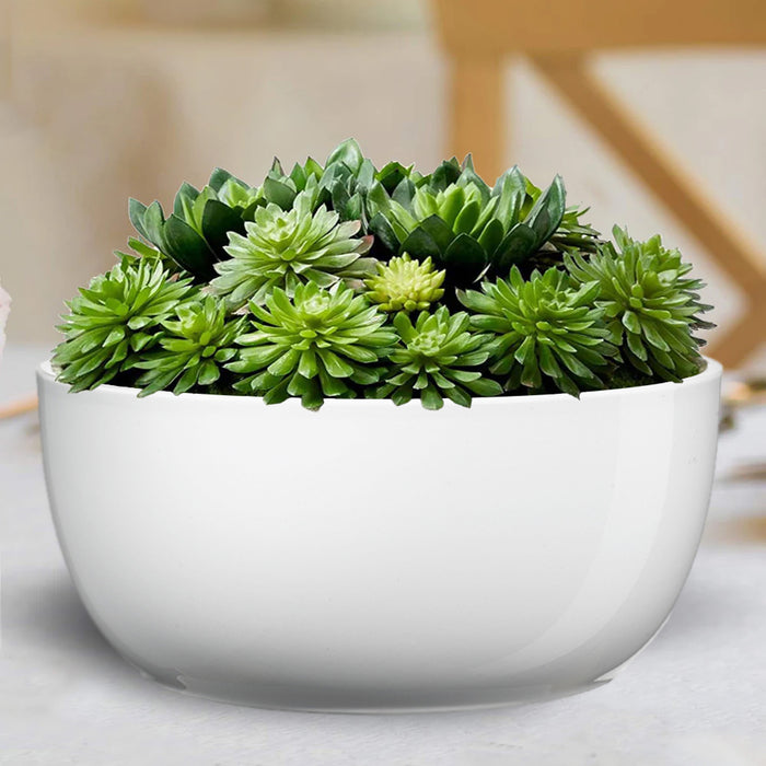 6.3" Shiny White Ceramic Basel Full Color Pot