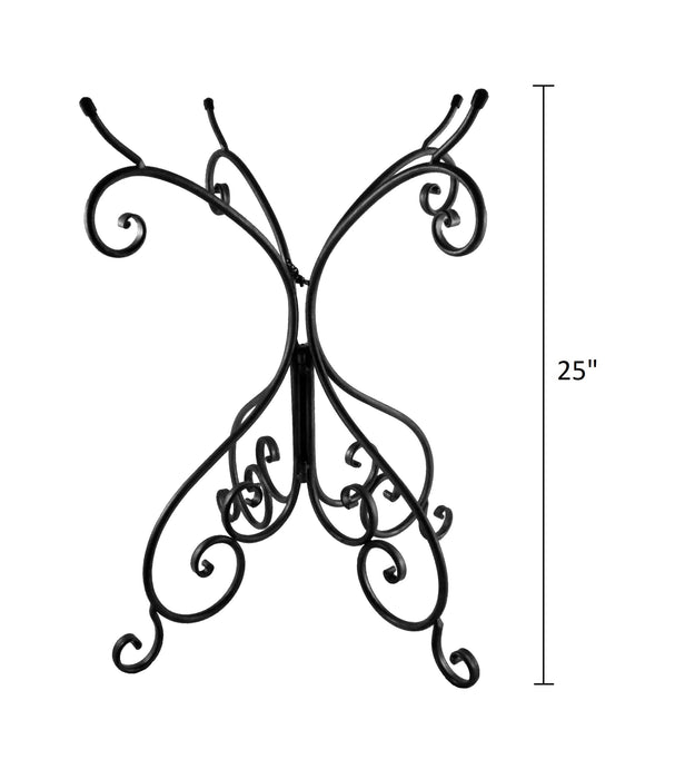 28" Azure Fiber Clay Birdbath on Black Metal Base