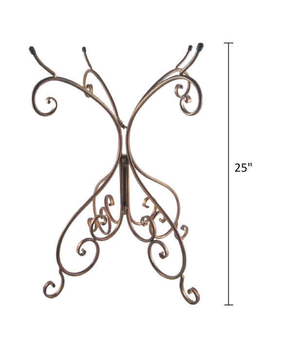 28" Terra Cotta Fiber Clay Birdbath on Antique Bronze Metal Base