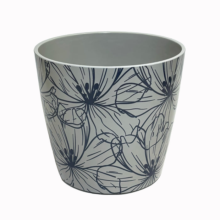 7" Indigo Flower Round Self-Watering Bamboo Pot