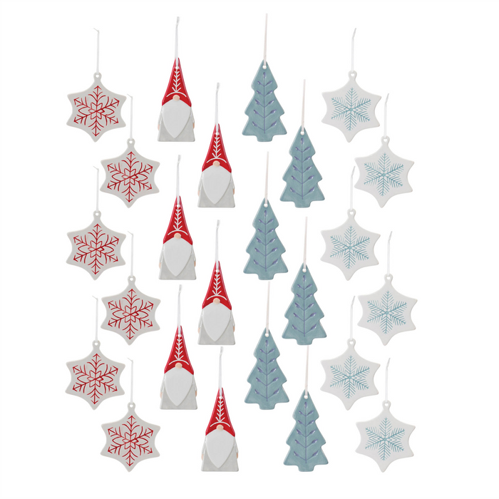 Etched Ceramic Tree Ornament (Set of 24)
