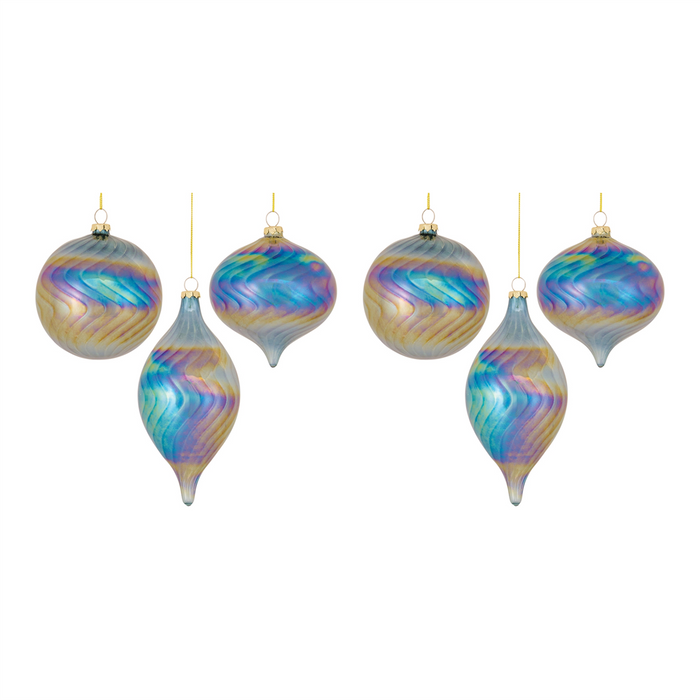 Ornament (Set of 6) 4.75"H, 4.75"H, 7"H Glass