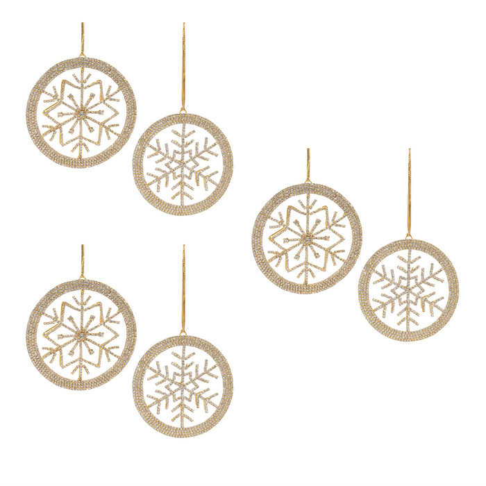 Snowflake Ornament (Set of 6) 4.5”H Iron/Glass Beads
