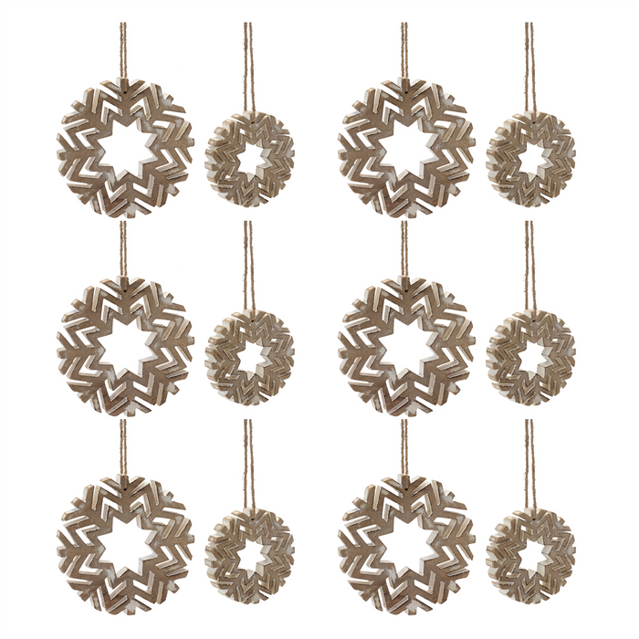 Cut-Out Wood Snowflake Ornament (Set of 12)