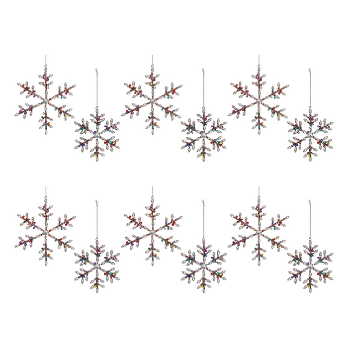 Jewel Snowflake Ornament (Set of 12) 6"H, 8"H Iron/Glass Beads