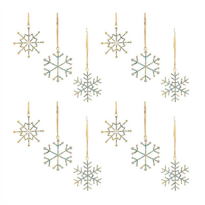 Jeweled Metal Snowflake Ornament (Set of 12)