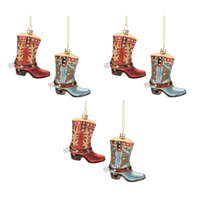 Glass Cowboy Boot Ornament (Set of 6)
