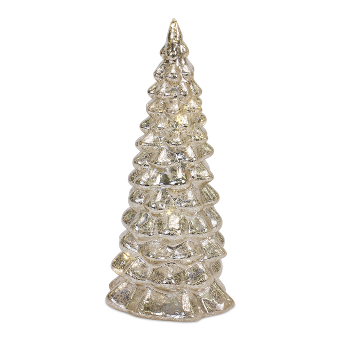 LED Lighted Mercury Glass Holiday Tree Decor (Set of 4)