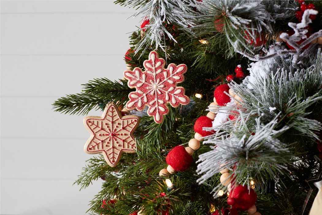 Gingerbread Snowflake Ornament (Set of 12) 4”H Resin