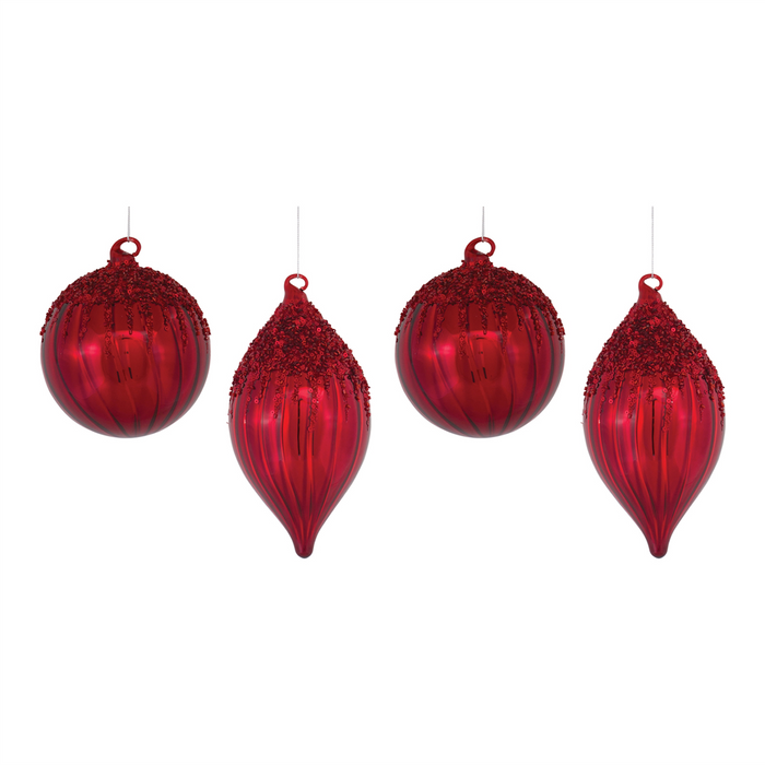 Sequined Glass Ornament (Set of 4)