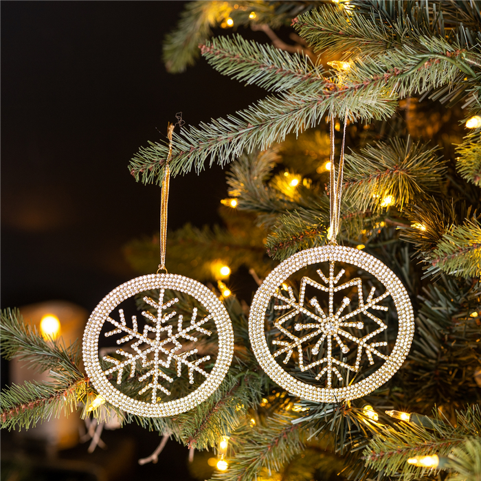 Snowflake Ornament (Set of 6) 4.5”H Iron/Glass Beads