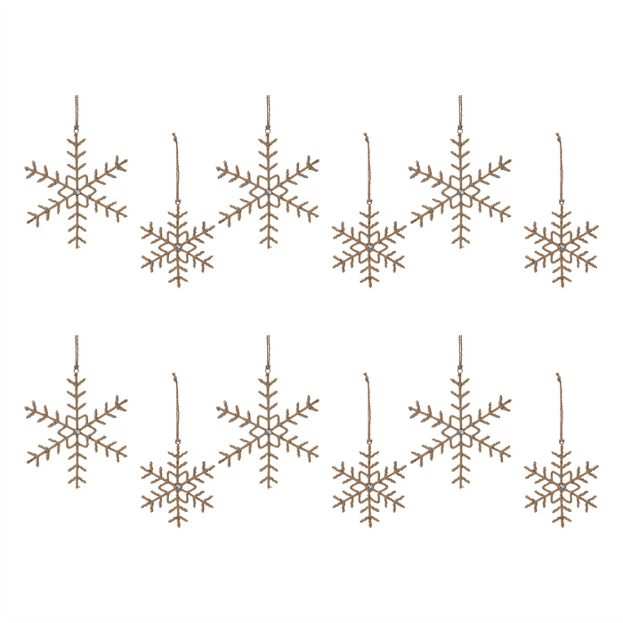 Jute Wrapped Metal Snowflake Oranment (Set of 12)