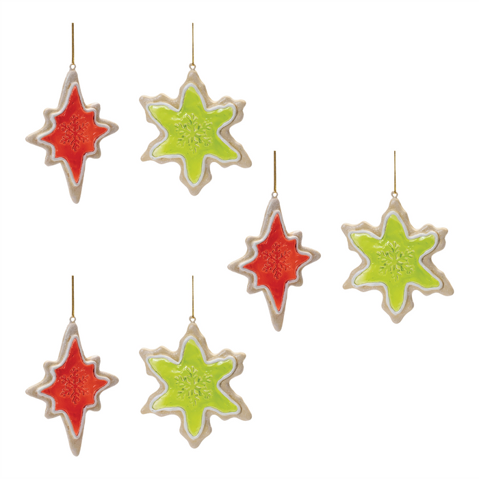 Frosted Cookie Star and Snowflake Ornament (Set of 6)