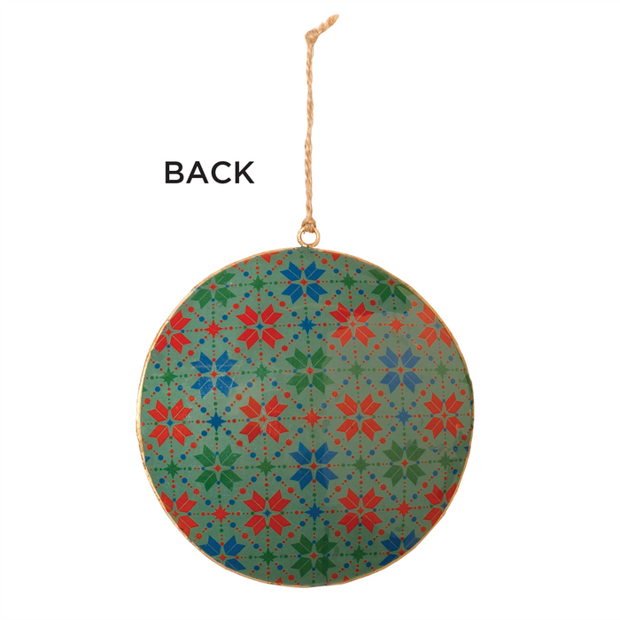 Metal Snowboard Forest Disc Ornament (Set of 6)