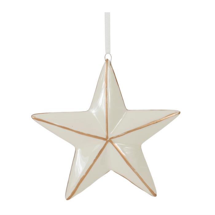 Ceramic Star and Snowflake Ornament (Set of 6)