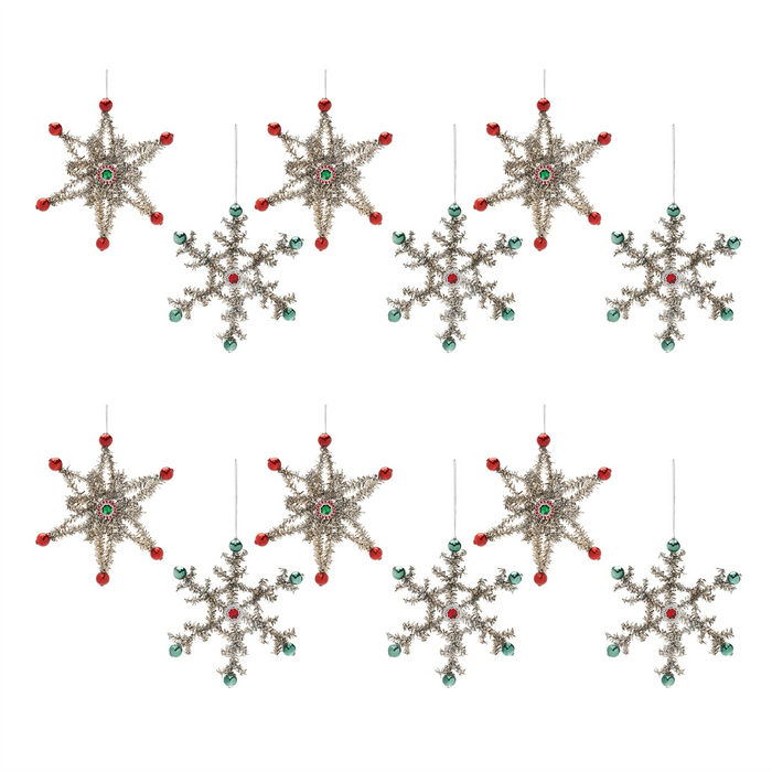 Jeweled Tinsel Snowflake Ornament (Set of 12)