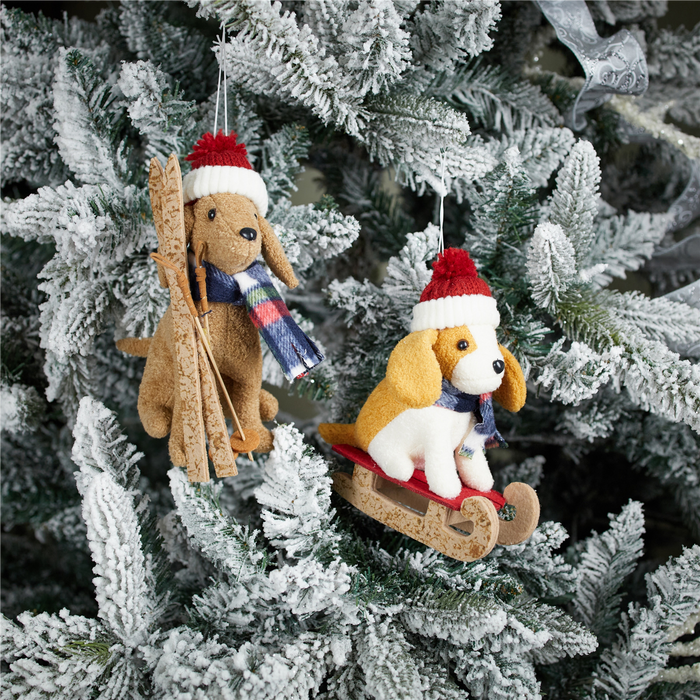 Plush Ski and Sled Dog Ornament (Set of 6)