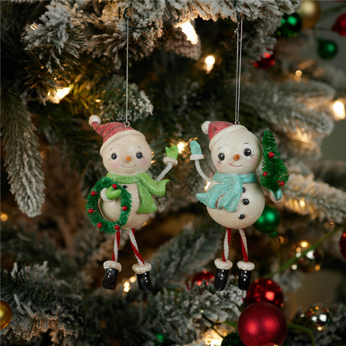 Snowman Ornament (Set of 12) 4”H Resin