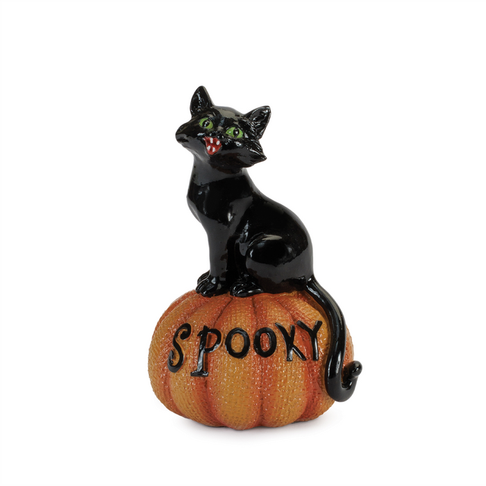 Black Cat on Pumpkin Figurine (Set of 3)