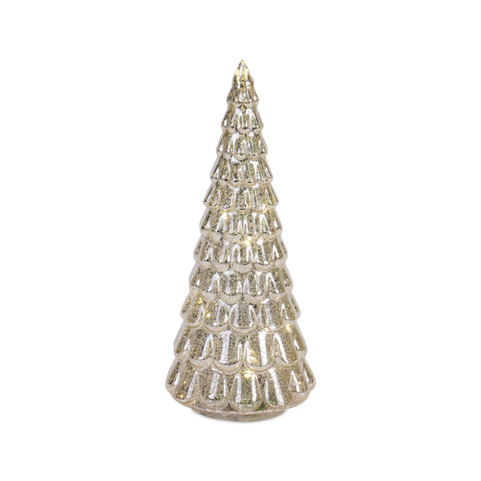 LED Lighted Mercury Glass Holiday Tree Decor (Set of 4)