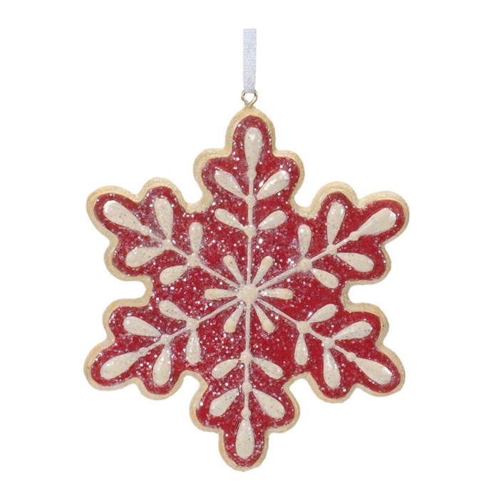Gingerbread Snowflake Ornament (Set of 12) 4”H Resin