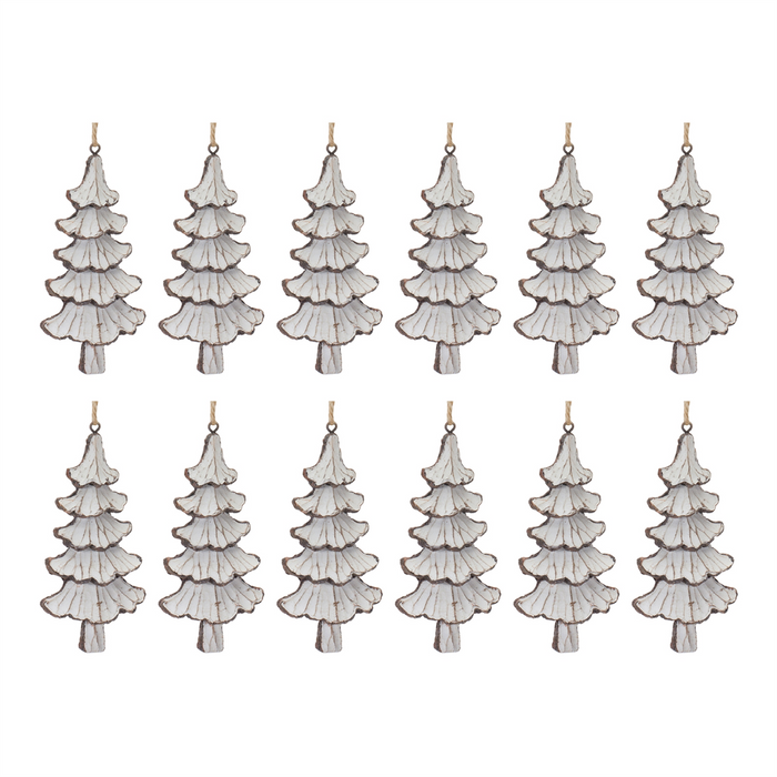 Carved Pine Tree Ornament (Set of 12)