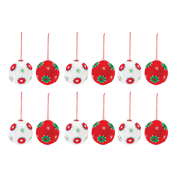 Whimsical Fabric Ball Ornament (Set of 12)