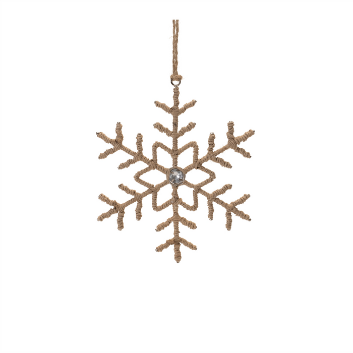 Jute Wrapped Metal Snowflake Oranment (Set of 12)