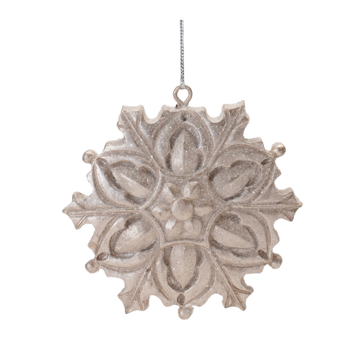 Ornate Champagne Snowflake Ornament (Set of 12)