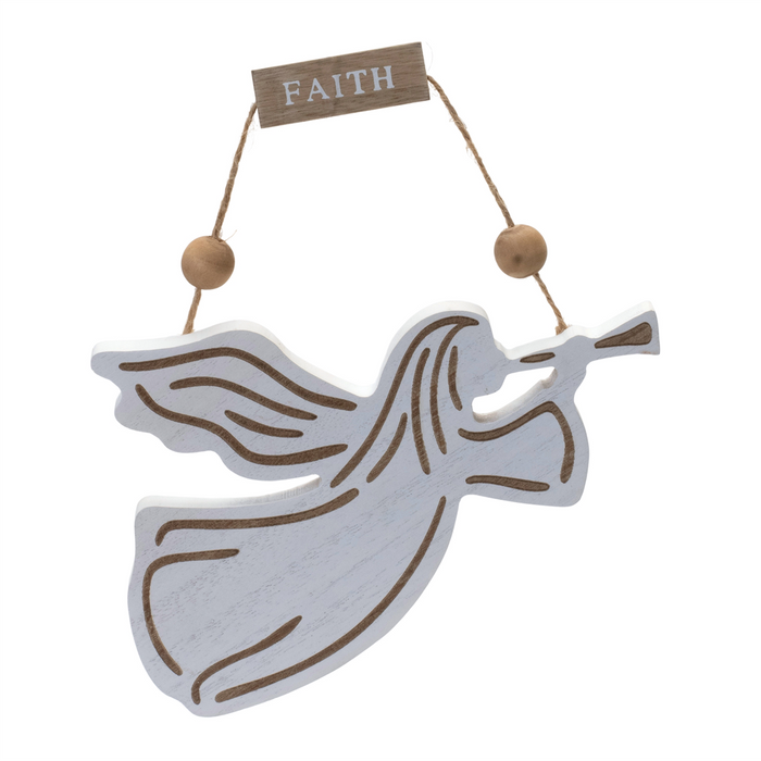 Wood Dove and Angel Sentiment Ornament (Set of 6)