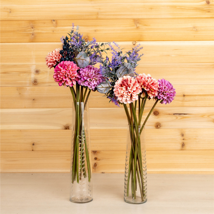 Mixed Zinnia Bouquet (Set of 2) 18”H Polyester
