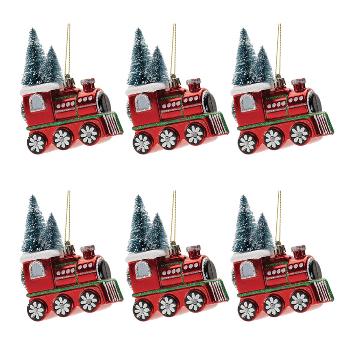 Train Ornament (Set of 6) 5”H Plastic