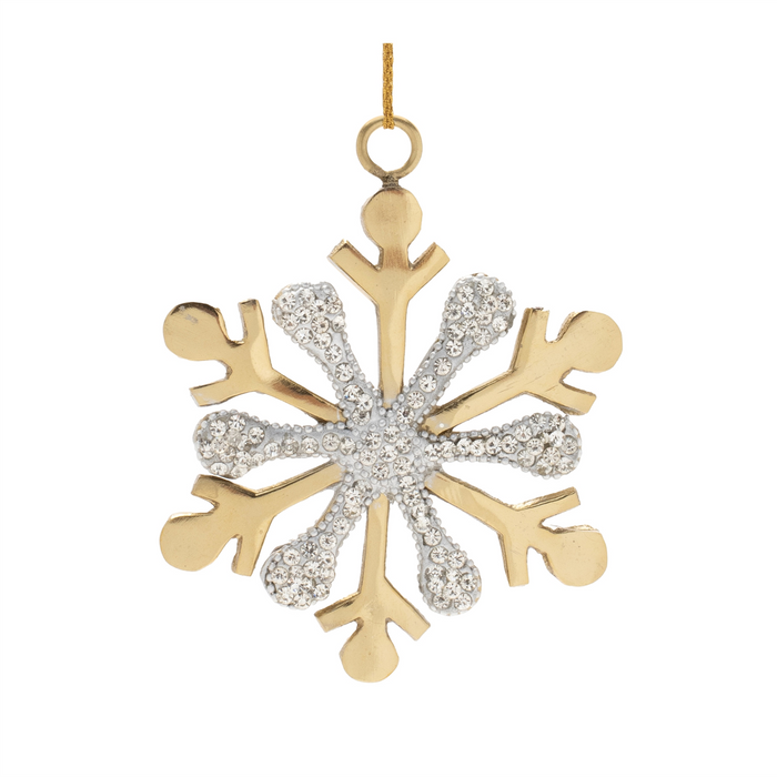 Jeweled Metal Snowflake Ornament (Set of 2)