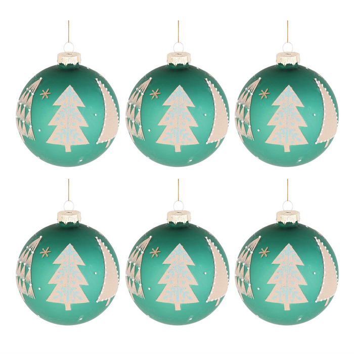 Beaded Pine Tree Ball Ornament (Set of 6)