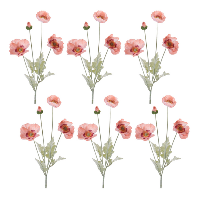 Poppy Spray (Set of 6) 25”H Fabric
