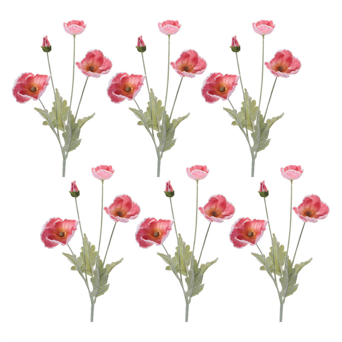 Poppy Spray (Set of 6) 25”H Fabric