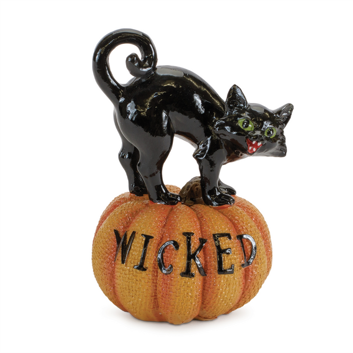 Black Cat on Pumpkin Figurine (Set of 3)