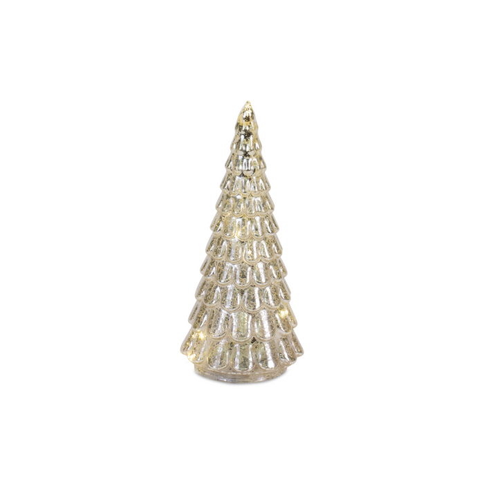 LED Lighted Mercury Glass Holiday Tree Decor (Set of 4)