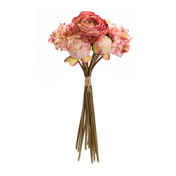 Peony and Hydrangea Bouquet (Set of 6) 16.75”H Polyester