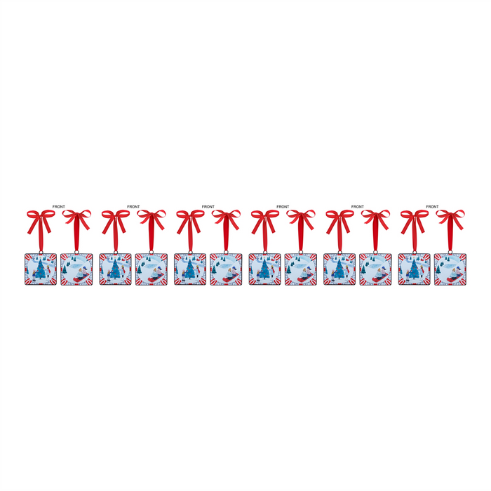 Sledding and Christmas Tree Ornament (Set of 12)