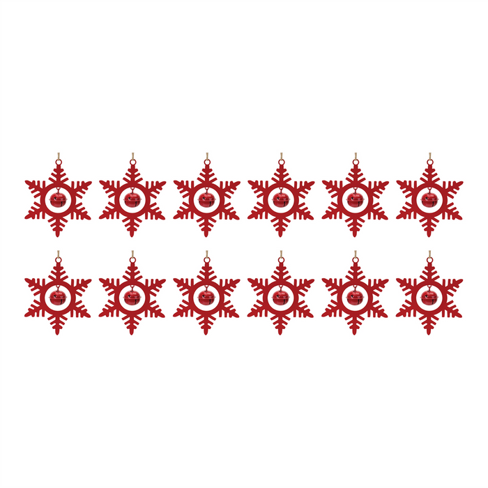 Metal Snowflake with Bell Ornament (Set of 12)
