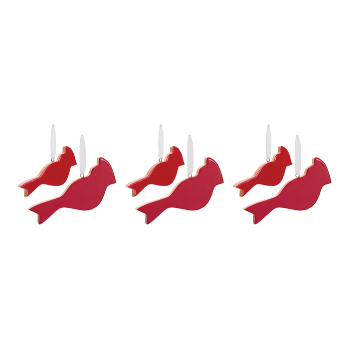 Glass Cardinal Bird Ornament (Set of 6)