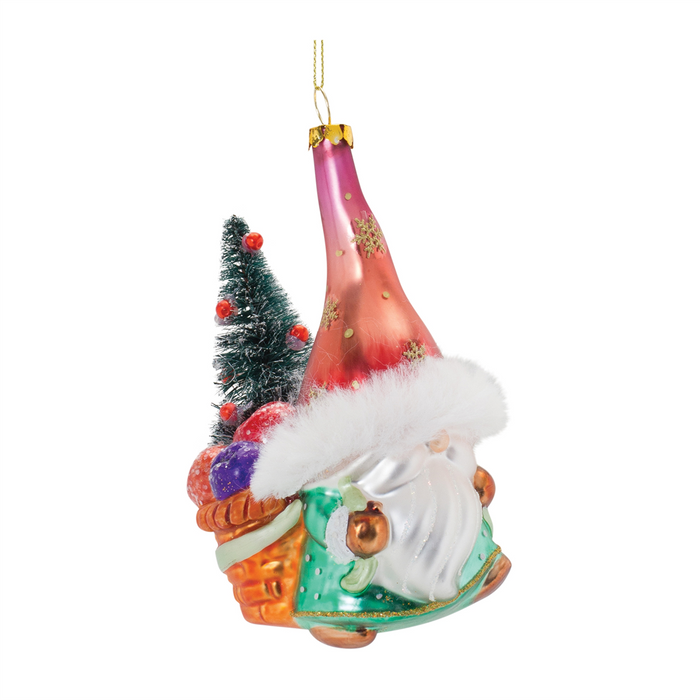 Glass Santa Gnome Ornament (Set of 6)