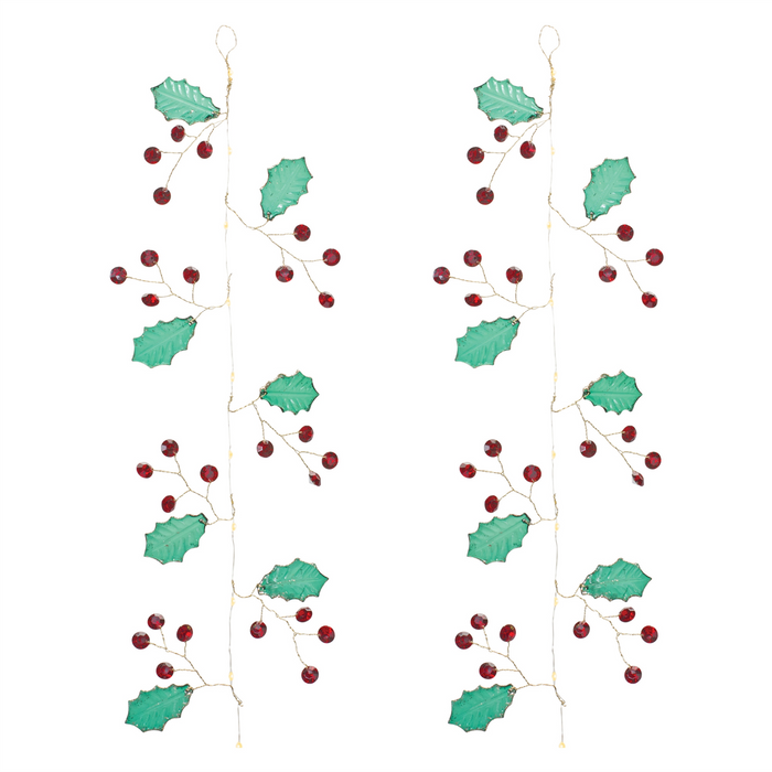 Holly and Gem Garland (Set of 2) 5.5'L Plastic